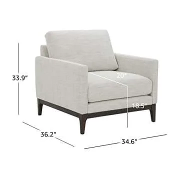 Amazon Brand - Rivet Contemporary Living Room Accent Chair with Wood Base, Ivory, 34.6"