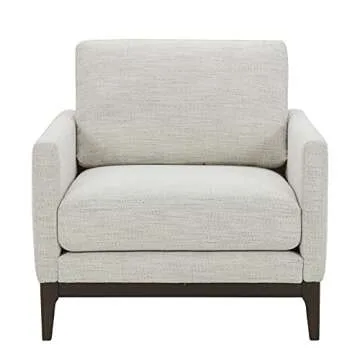Amazon Brand - Rivet Contemporary Living Room Accent Chair with Wood Base, Ivory, 34.6"