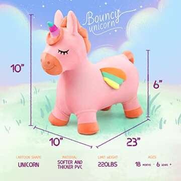 EVERICH TOY Bouncy Horse Unicorn Toys, Inflatable Bouncing Animal Hopping Toys, Outdoor Indoor Ride ...