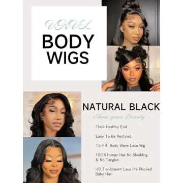 VKVL 28 Inch Body Wave Lace Front Wig Human Hair Quality