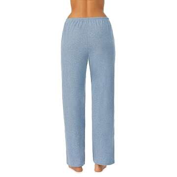Nautica Womens Sleep Pants - Long Length, Breathable Pajama Bottoms - Cotton Knit Jersey Sleepwear and Loungewear - Heather Blue, Small