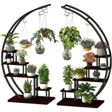5 Tier Half Moon Shape Plant Stand Rack - 2 Pack