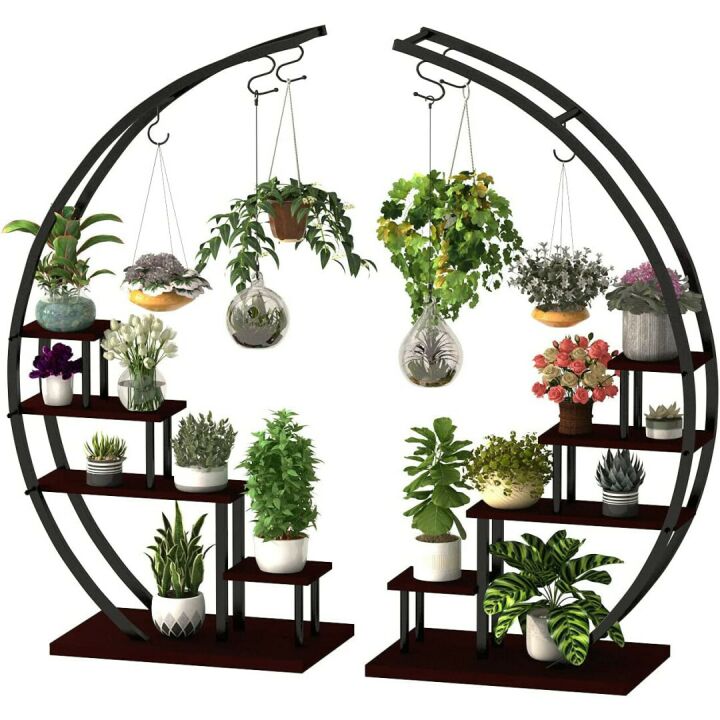 5 Tier Half Moon Shape Plant Stand Rack - 2 Pack