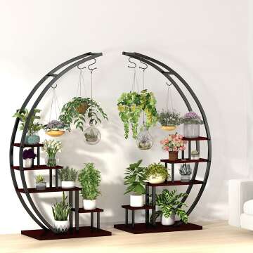 5 Tier Half Moon Shape Plant Stand Rack - 2 Pack