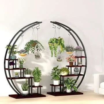 5 Tier Half Moon Shape Plant Stand Rack - 2 Pack