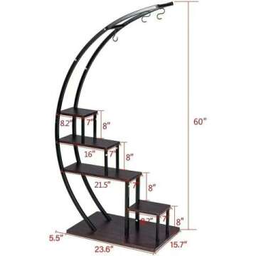 5 Tier Half Moon Shape Plant Stand Rack - 2 Pack