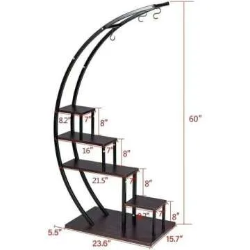 5 Tier Half Moon Shape Plant Stand Rack - 2 Pack