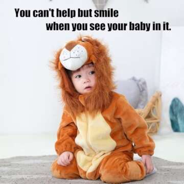 QIAONIUNIU Halloween Baby Lion Costumes With Mane, Toddler Outfit Infants Cosplay Romper 1-3 Months