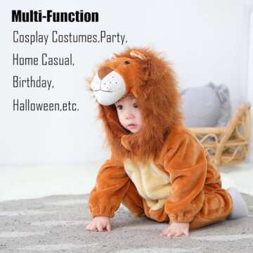 QIAONIUNIU Halloween Baby Lion Costumes With Mane, Toddler Outfit Infants Cosplay Romper 1-3 Months