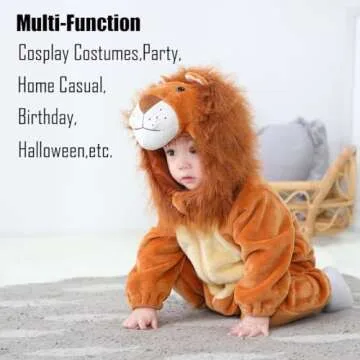 QIAONIUNIU Halloween Baby Lion Costumes With Mane, Toddler Outfit Infants Cosplay Romper 1-3 Months