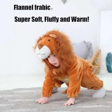 QIAONIUNIU Halloween Baby Lion Costumes With Mane, Toddler Outfit Infants Cosplay Romper 1-3 Months