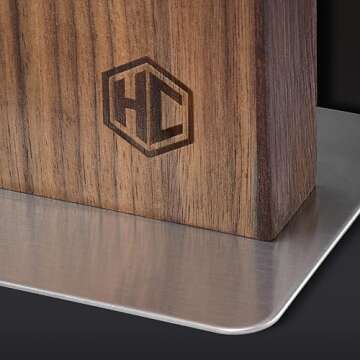 HexClad Magnetic Walnut Knife Block Holder with Strong Enhanced Magnets for Multipurpose Storage in the Home and Kitchen