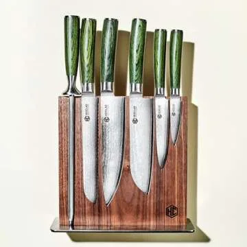 HexClad Magnetic Walnut Knife Block Holder with Strong Enhanced Magnets for Multipurpose Storage in the Home and Kitchen
