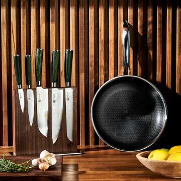 HexClad Magnetic Walnut Knife Block Holder with Strong Enhanced Magnets for Multipurpose Storage in the Home and Kitchen