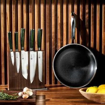 HexClad Magnetic Walnut Knife Block Holder with Strong Enhanced Magnets for Multipurpose Storage in the Home and Kitchen