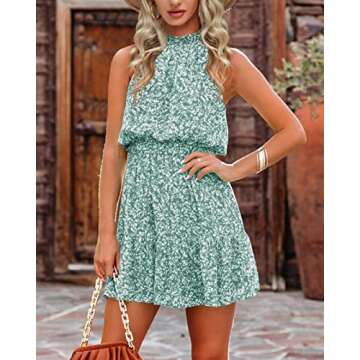 Stylish Floral Summer Dress - Trendy Halter Neck and Comfortable Fit
