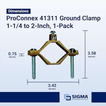 Sigma Electric ProConnex 41311 Ground Clamp 1-1/4 to 2-Inch, 1-Pack, No Size, Bronze