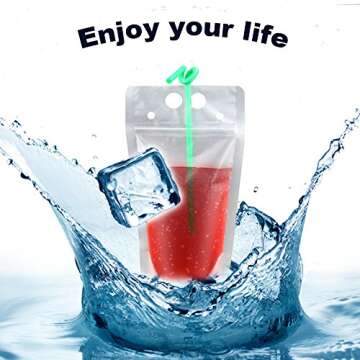 Belinlen Clear Drink Pouches 100 Pack 9.1 x 5.2 Inch
