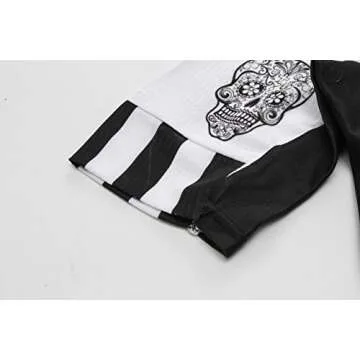 Weimostar Men's Cycling Jersey Men Mountain Bike Jerseys Short Sleeve Tops Cuff (White Skull Flower L)