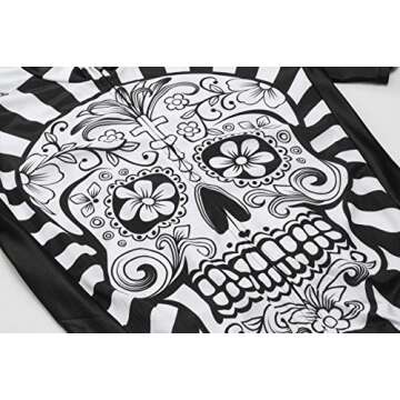 Weimostar Men's Cycling Jersey Men Mountain Bike Jerseys Short Sleeve Tops Cuff (White Skull Flower L)