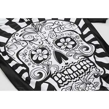 Weimostar Men's Cycling Jersey Men Mountain Bike Jerseys Short Sleeve Tops Cuff (White Skull Flower L)