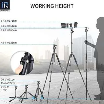 10 Layers Carbon Fiber Travel Tripod Monopod-INNOREL RT55C with 36mm Panoramic Ball Head 360 Degree and Carrying Case Professional Lightweight Compact Tripods for Digital Camera Camcorder DSLR