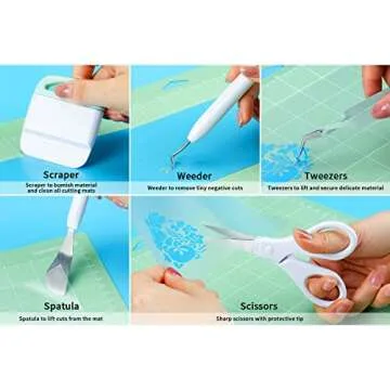 Ecraft Vinyl Weeding Tool Set: Vinyl Weeding Craft Basic kit 5 Pieces Including Tweezers & Spatula & Weeders & Scraper & Scissor for cricut/Silhouettes/Cameos/Weeding Vinyl/Splicing