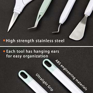 Ecraft Vinyl Weeding Tool Set: Vinyl Weeding Craft Basic kit 5 Pieces Including Tweezers & Spatula & Weeders & Scraper & Scissor for cricut/Silhouettes/Cameos/Weeding Vinyl/Splicing