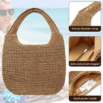 Saintrygo Stylish Straw Beach Bag Women Woven Tote