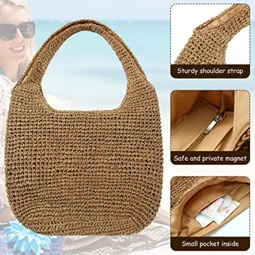 Saintrygo Stylish Straw Beach Bag Women Woven Tote