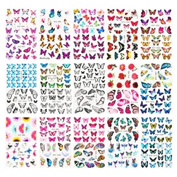 Le Fu Li Butterfly Flower Nail Art Stickers 30 Sheets