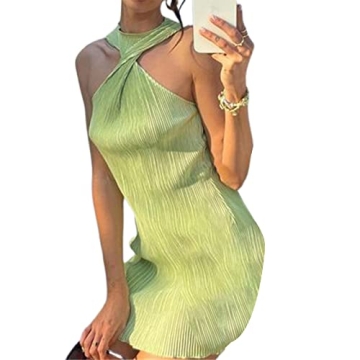 NUFIWI Halter Neck Mini Dress for Summer Style