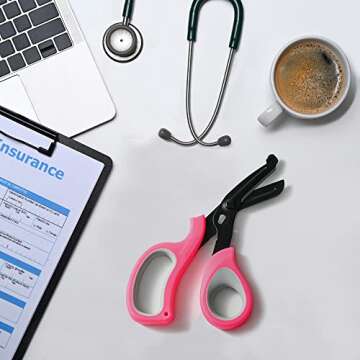 SILUKER Medical Scissors Nursing Scissors - 2 Pack EMT Trauma Shears - 8 Inch Soft Grip Handle Design Bandage Scissors for Nurses