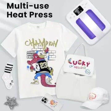 Heat Press Machine For T Shirts, 7" × 5" Portable Mini Heat Press Fast Even Heat, Easy Press T Shir...