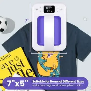 Heat Press Machine For T Shirts, 7" × 5" Portable Mini Heat Press Fast Even Heat, Easy Press T Shirt Printer Machine for HTV Vinyl and Heat Transfer Sublimation for Tote Bags, Hat,DIY Projects(Violet)
