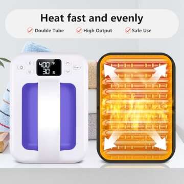 Heat Press Machine For T Shirts, 7" × 5" Portable Mini Heat Press Fast Even Heat, Easy Press T Shirt Printer Machine for HTV Vinyl and Heat Transfer Sublimation for Tote Bags, Hat,DIY Projects(Violet)