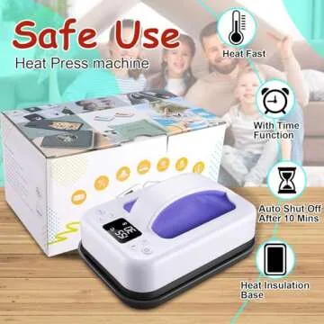 Heat Press Machine For T Shirts, 7" × 5" Portable Mini Heat Press Fast Even Heat, Easy Press T Shirt Printer Machine for HTV Vinyl and Heat Transfer Sublimation for Tote Bags, Hat,DIY Projects(Violet)