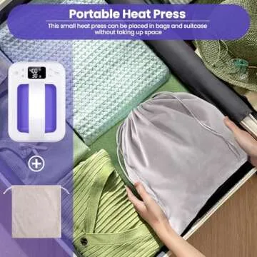 Heat Press Machine For T Shirts, 7" × 5" Portable Mini Heat Press Fast Even Heat, Easy Press T Shirt Printer Machine for HTV Vinyl and Heat Transfer Sublimation for Tote Bags, Hat,DIY Projects(Violet)