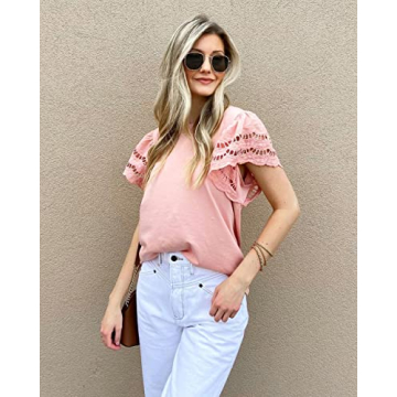 Zenlonr Women Summer Bell Sleeves Blouse 2024