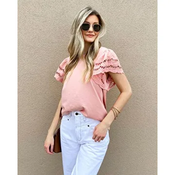 Zenlonr Women Summer Bell Sleeves Blouse 2024