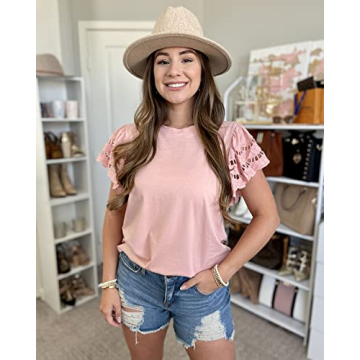 Zenlonr Women Summer Bell Sleeves Blouse 2024