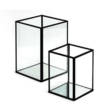 yshengood Hurricane Candle Holder Set of 2 Pcs, Black Candle Holder for Pillar Candle