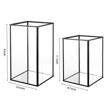 yshengood Hurricane Candle Holder Set of 2 Pcs, Black Candle Holder for Pillar Candle