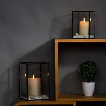 yshengood Hurricane Candle Holder Set of 2 Pcs, Black Candle Holder for Pillar Candle