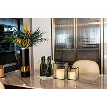 yshengood Hurricane Candle Holder Set of 2 Pcs, Black Candle Holder for Pillar Candle