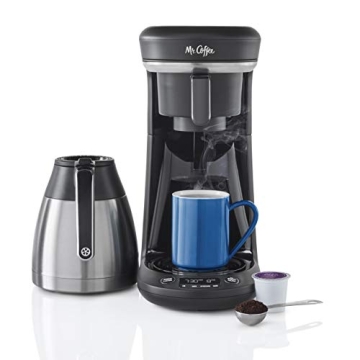 Mr. Coffee 10-Cup Thermal Coffee Maker - Brew Versatile Single Serve or Carafe Coffee