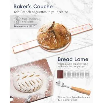 30-Pcs Sourdough Bread Baking Supplies - Sourdough Starter Kit | Including 9 inch Round and 10 inch Oval Banneton Proofing Basket，Precision Measuring Spoons，Electronic scales