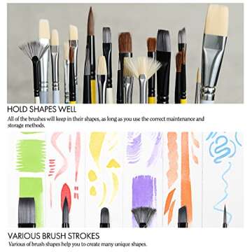 ARTIFY Paint Brush Set, 10 Pieces Paint Brushes for Acrylic Painting with case, Nylon Hair Brushes for Acrylic, Watercolor, Oil and Gouache Painting, White