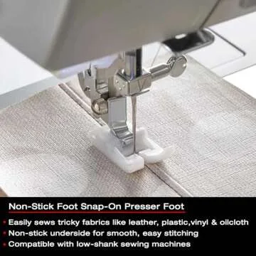 Discover the SINGER Non-Stick Presser Foot for Effortless Sewing on Leather and Vinyl - Ideal for Al...