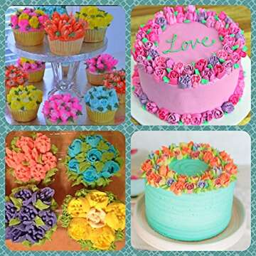 K&S Artisan Russian Piping Tips Set Cake Decorating Supplies Kit Flower Frosting tips Set 12 Icing Nozzles 2 Couplers 2 Leaf Tips 1 Silicone Bag 10 Pastry Baking Bags